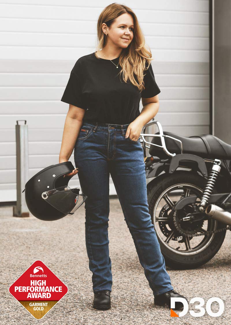 Women's Motorcycle Jeans | Stonewash Blue