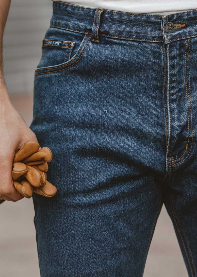 Motorcycle Jeans Mens Slim-Fit Stonewash Blue