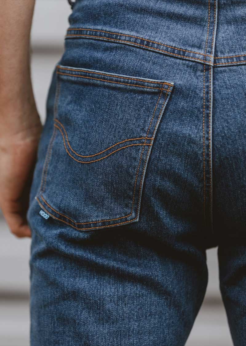 Motorcycle Jeans Mens Slim-Fit Stonewash Blue