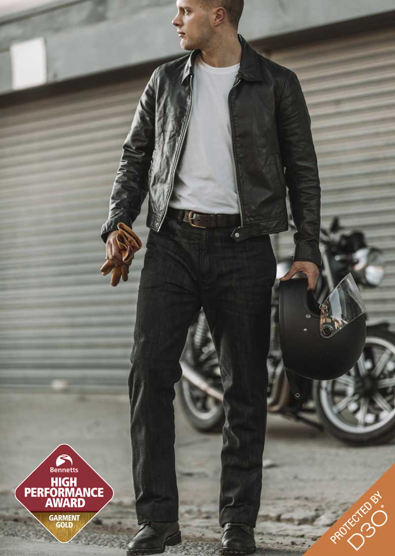 DISCOUNTED K7/AAA (S) Mens Easy-Fit Black Soft-wash Motorcycle Jean